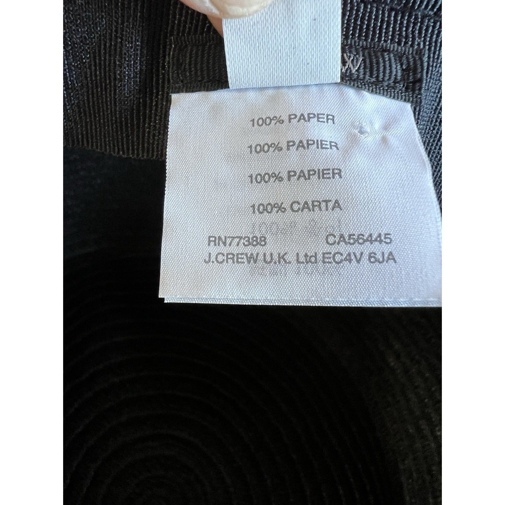 J. Crew‎ Textured Summer Straw Hat 09500 Packable Wide Brim Dusty Dune Black - Picture 9 of 10